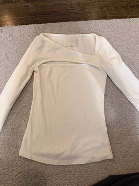 Citizens Of Humanity Off-Shoulder Ribbed Long Sleeve Top - White/Cream